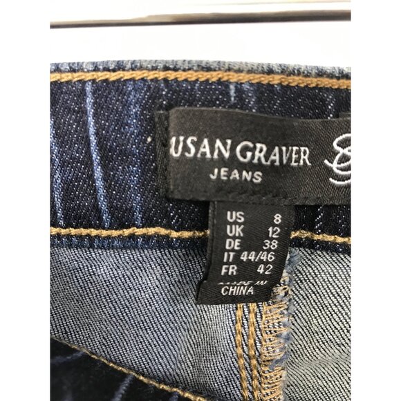 Susan Graver Pull-On Capri Denim Jeans Pant Size 8 - Picture 2 of 3